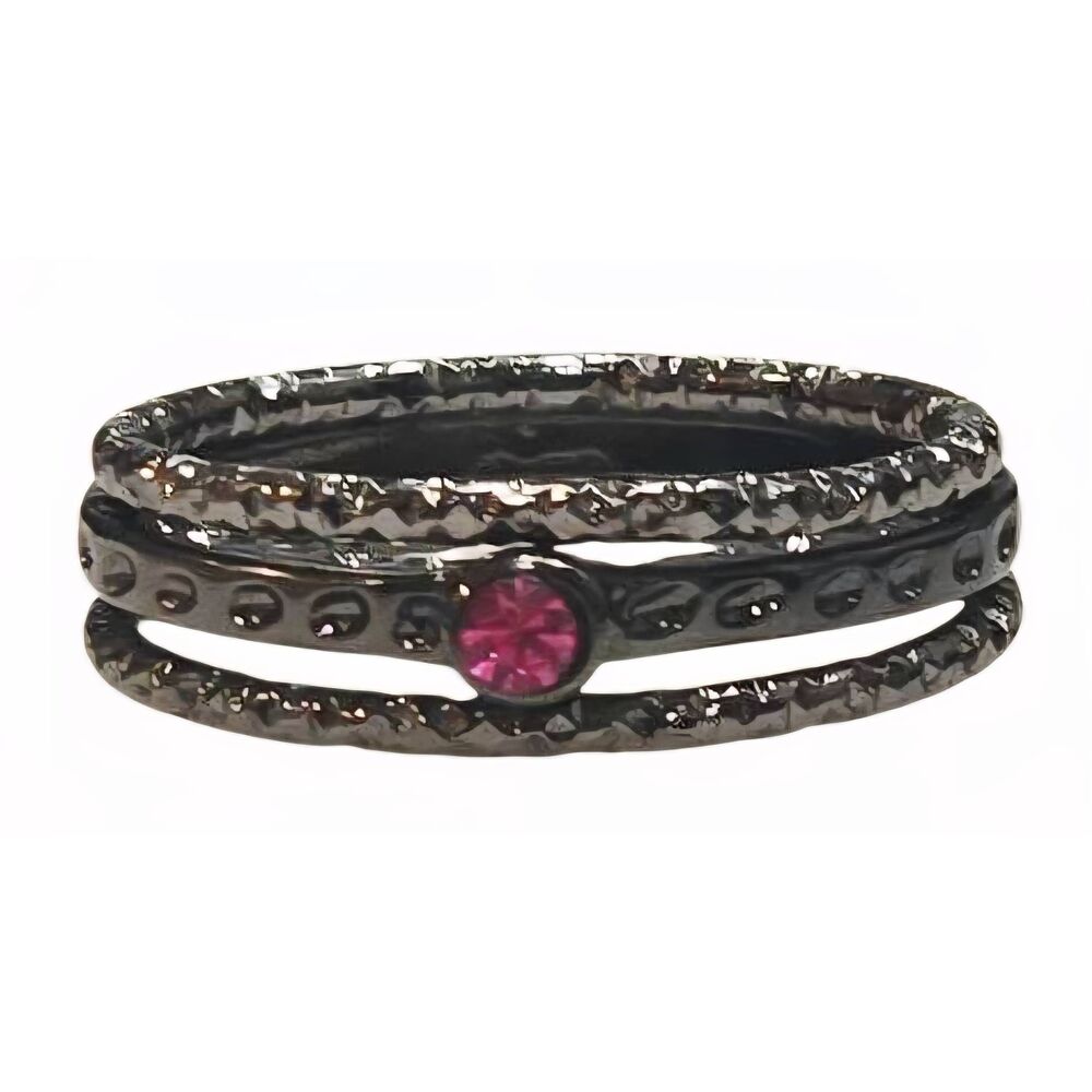 I Am Icy Grey Pink Sapphire Stackable Rings
